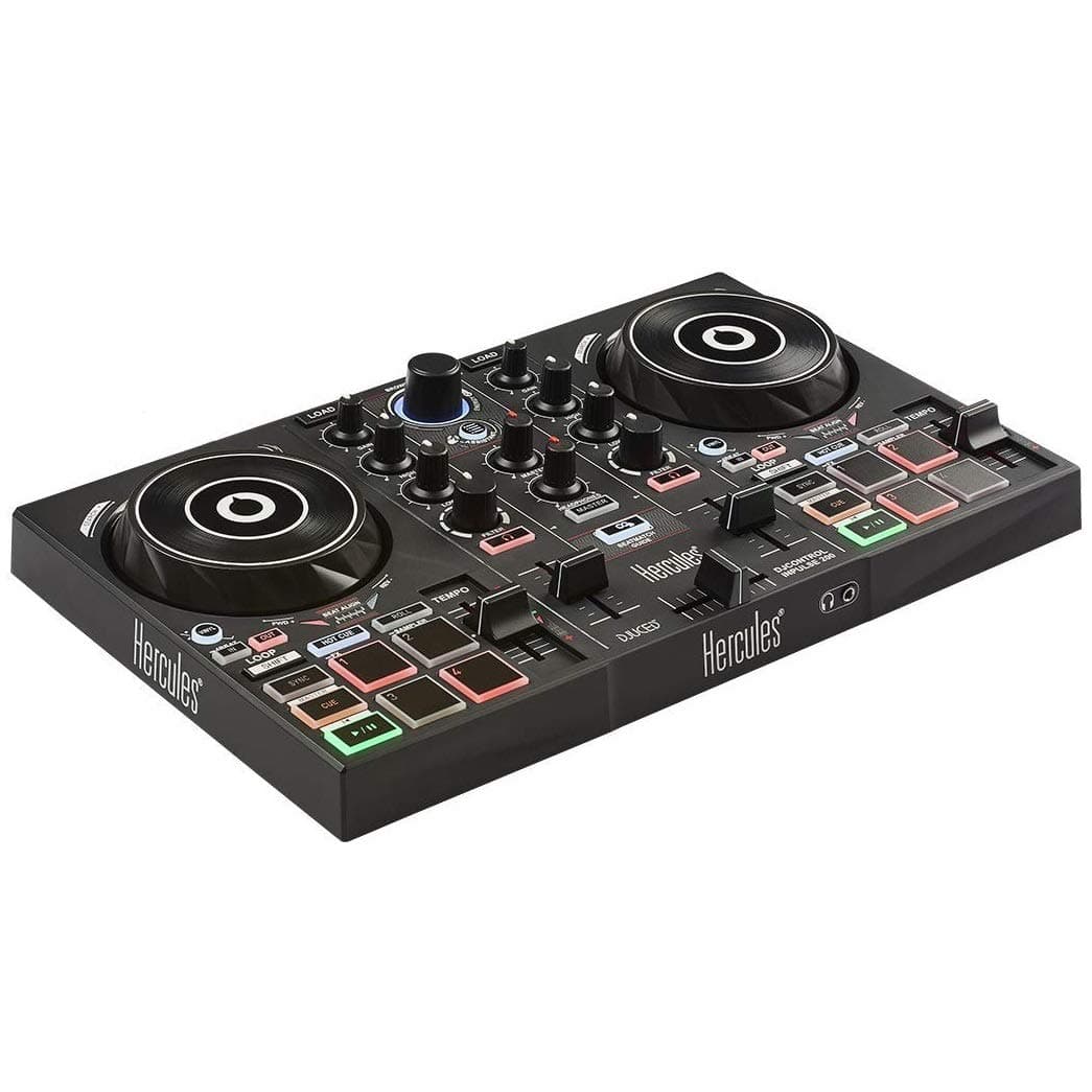 Hercules DJControl Inpulse 200 – DJ controller with USB, ideal for beginners learning to mix - 2 tracks 8 pads and sound card