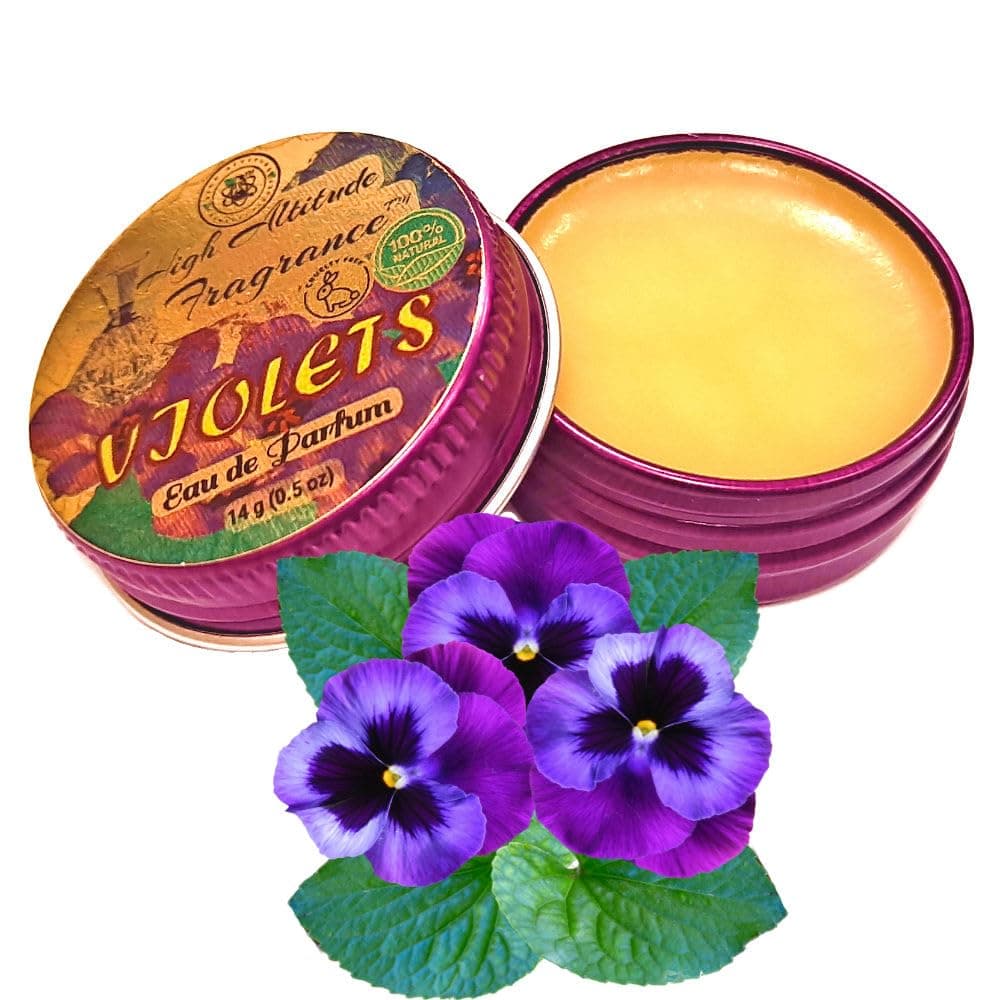 VIOLETS Perfume - Eau de Parfum - Solid Balm - Natural Essential Oils Aromatherapy Fragrance (Viola Odorata, Orris, Lavender, Heliotrope, Hyacinth, Vanilla) Travel Size, Party Guest Favors Gifts-0.5oz