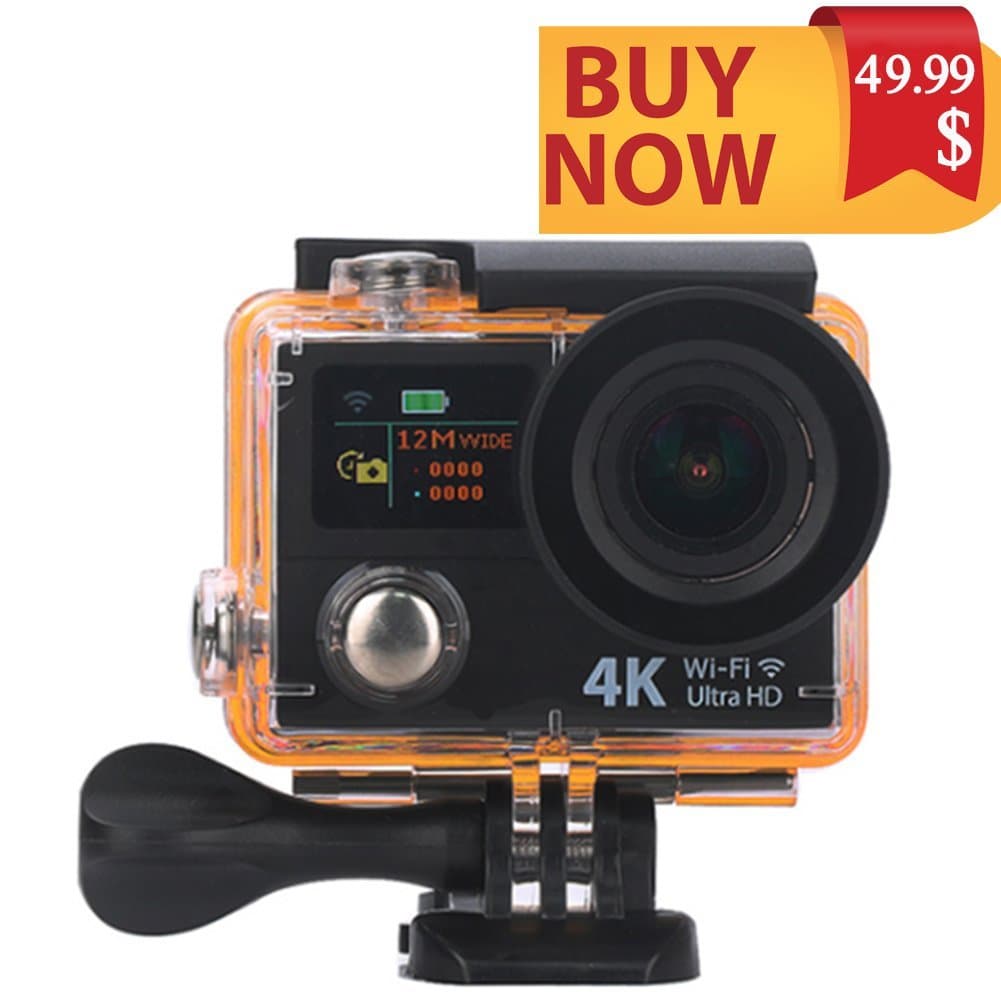 GreatCool Dual-Screen Waterproof Action Camera 4K 25fps HD 2.0 Inch LCD Wireless Remote Controller with 2 Batteries