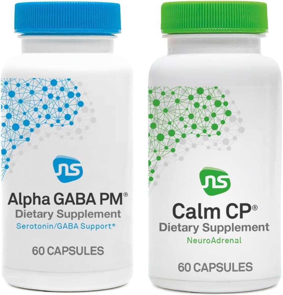 Stress Response & Sleep Set - Alpha GABA PM + Calm CP with Melatonin, L-theanine, Banaba Leaf & More (2 Products, 60 Count Each)