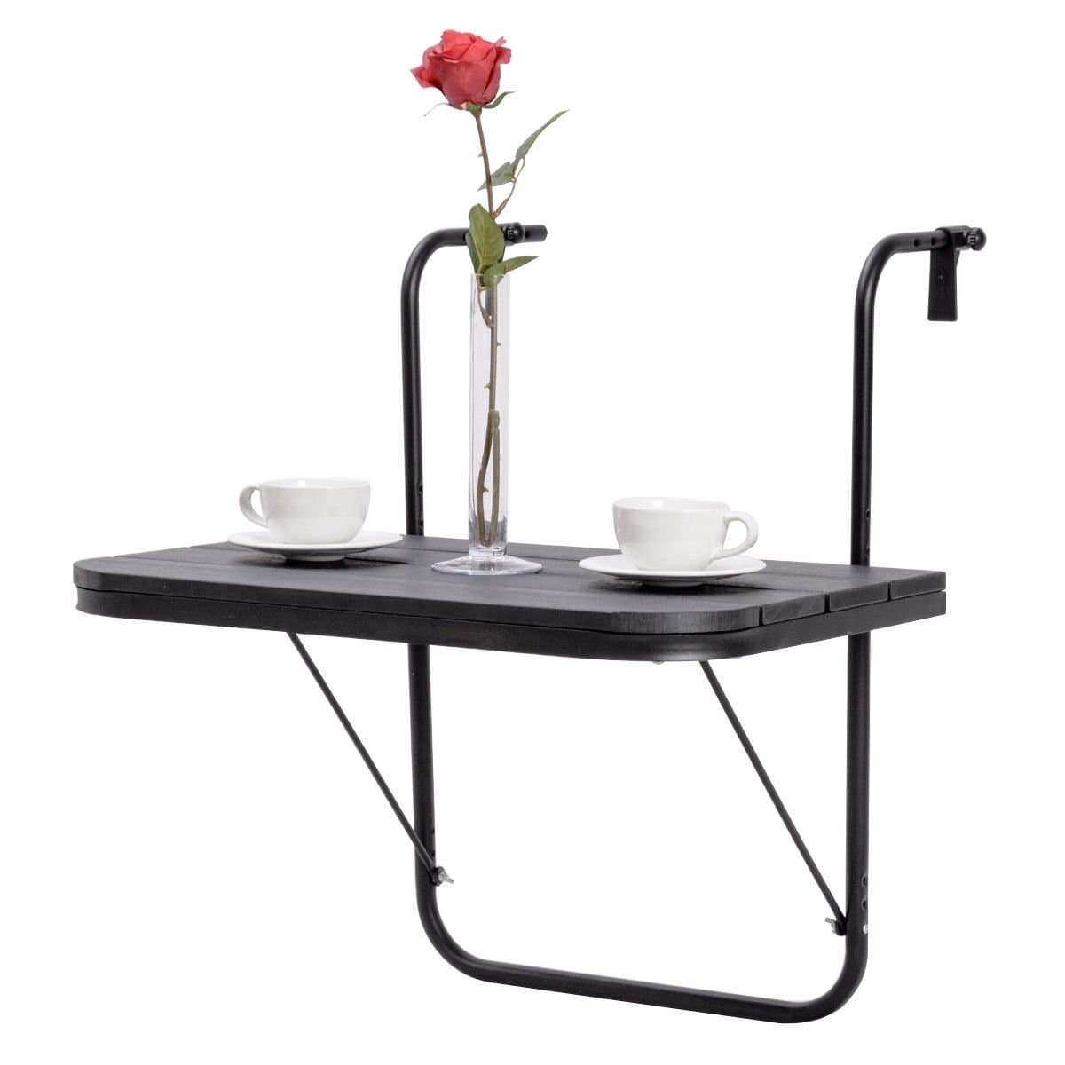 Adjustable Folding Deck Table Patio Balcony Serving Table Stand Hanging Railing