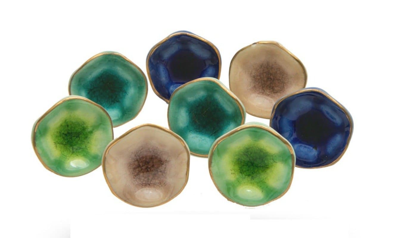 Set of 8 Mix Ceramic Crystal Stone Jordan Door Knobs for Wardrobe Dresser Drawers Natural Cabinet Knobs for Kitchen Bedroom Bathroom Gem Stone Drawer Knobs for Home Decoration