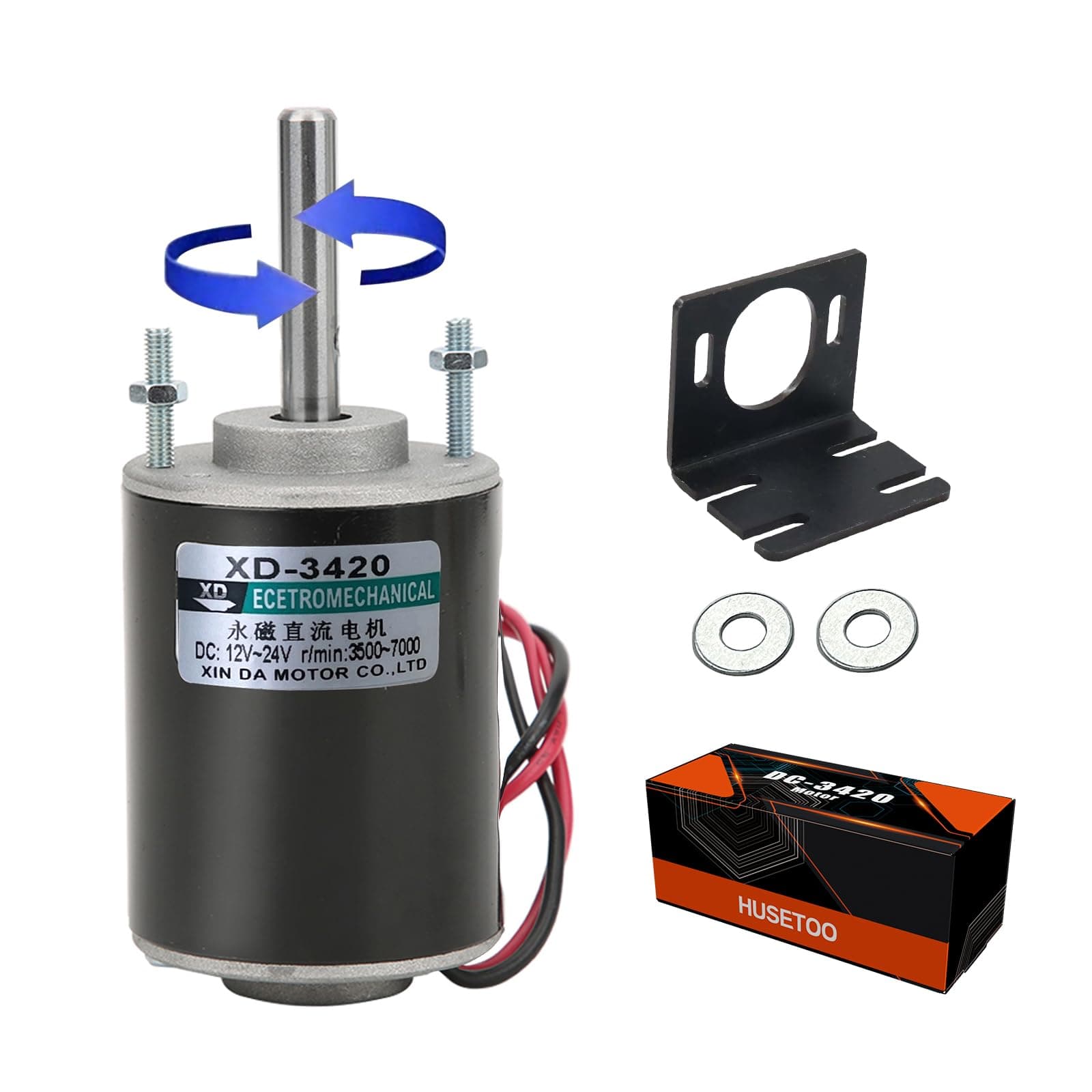 High Torque DC Motor 12 V/24 V Permanent Magnet Motor Mini DC Motor DIY Generator Motor 30W CW/CCW 3500/7000RPM with Moun