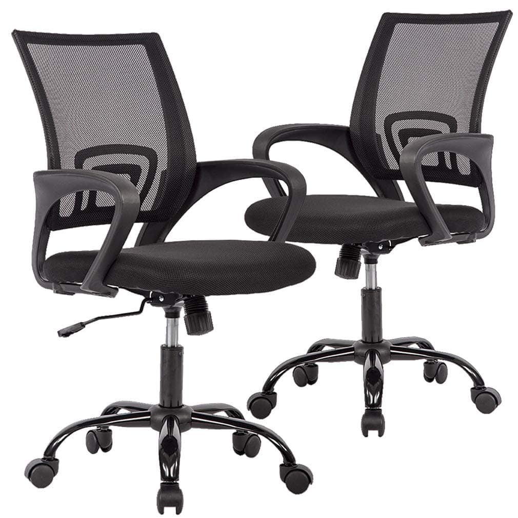 BestOffice Mesh Computer Back Support Modern Executive Adjustable Task Rolling Swivel Chair for Women,Men(2 Pack) (Black)