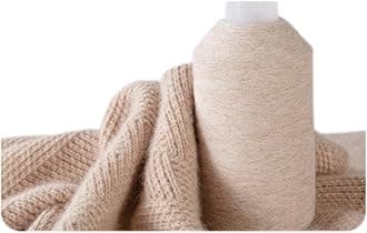 100% Cashmere Yarn, 100g Mongolian Luxuriously Soft Pure Cashmere Hand Knitting Cone Yarn for Knitting Crocheting (Beige Flower)