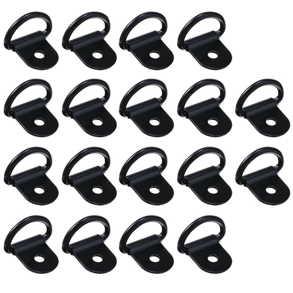 Black D Rings Anchor Lashing Ring, D-Ring Tie Downs, for Car Truck Trailer Cargo RV Boats (Black 18 Pcs)