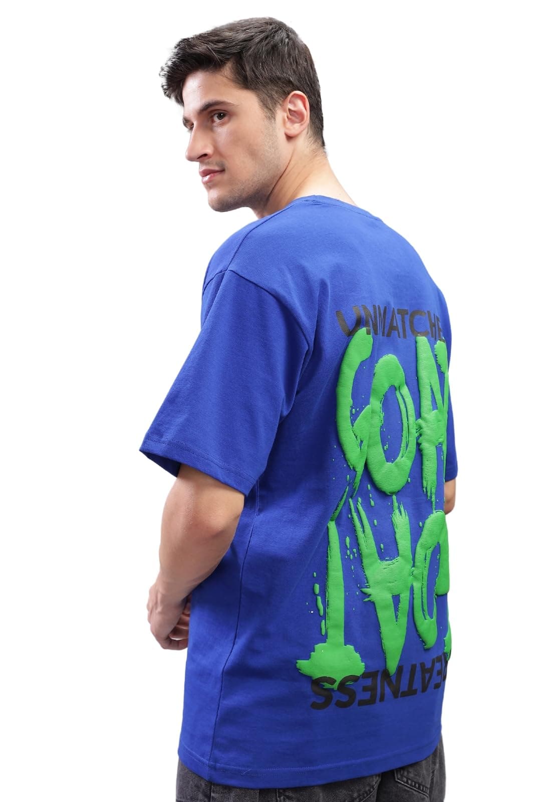 ADROMens Abstact Design Back Printed Oversized T-Shirt