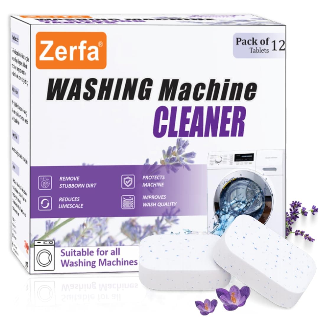 24 Pcs (21g Each, 504g Pack) Lavender-scented Washing Machine Deep Cleaner Descaler Tablets for All Front and Top Load Machines, with Descaling and Stain-Removing Power
