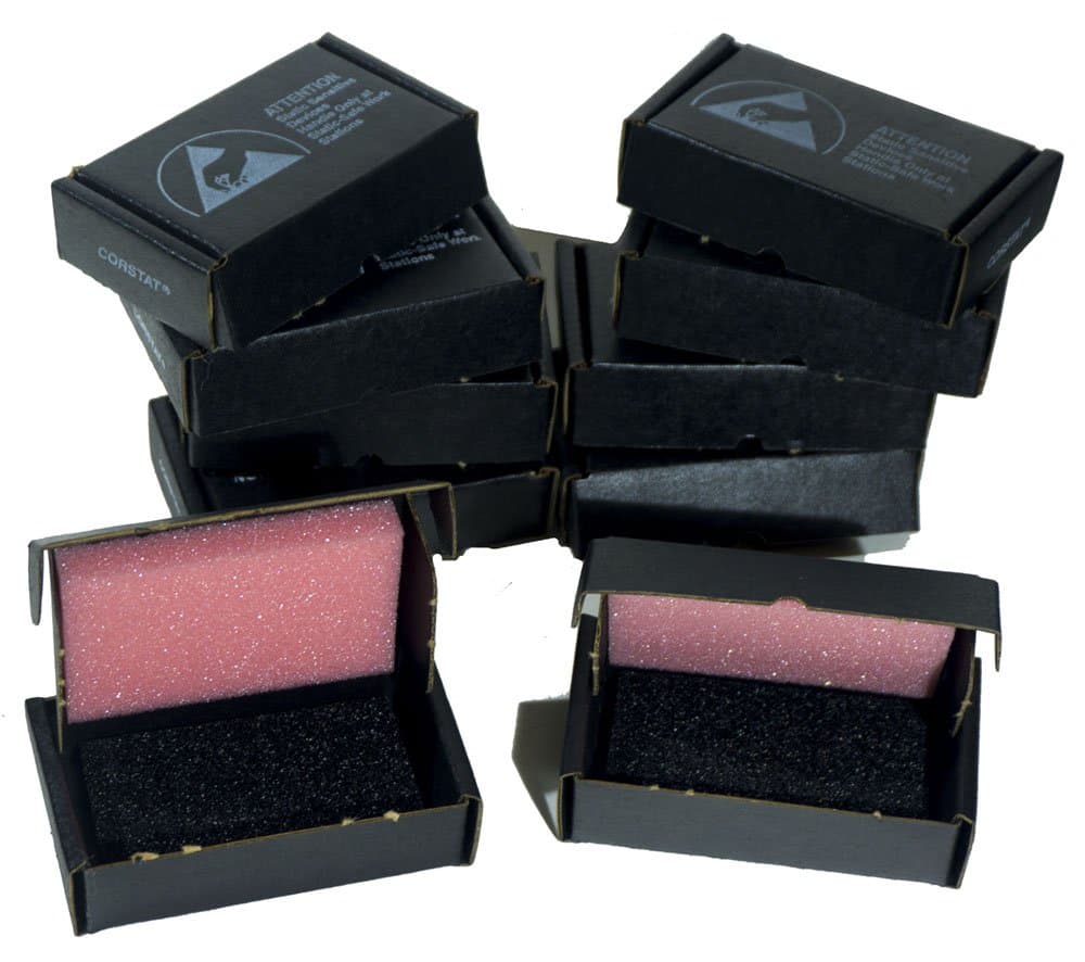 New Anti-Static IC Shipper with Foam Box, 3-7/16" x 2-1/8" x 15/16" Pink and Black 10 Pack IC5030 Conductive Containers