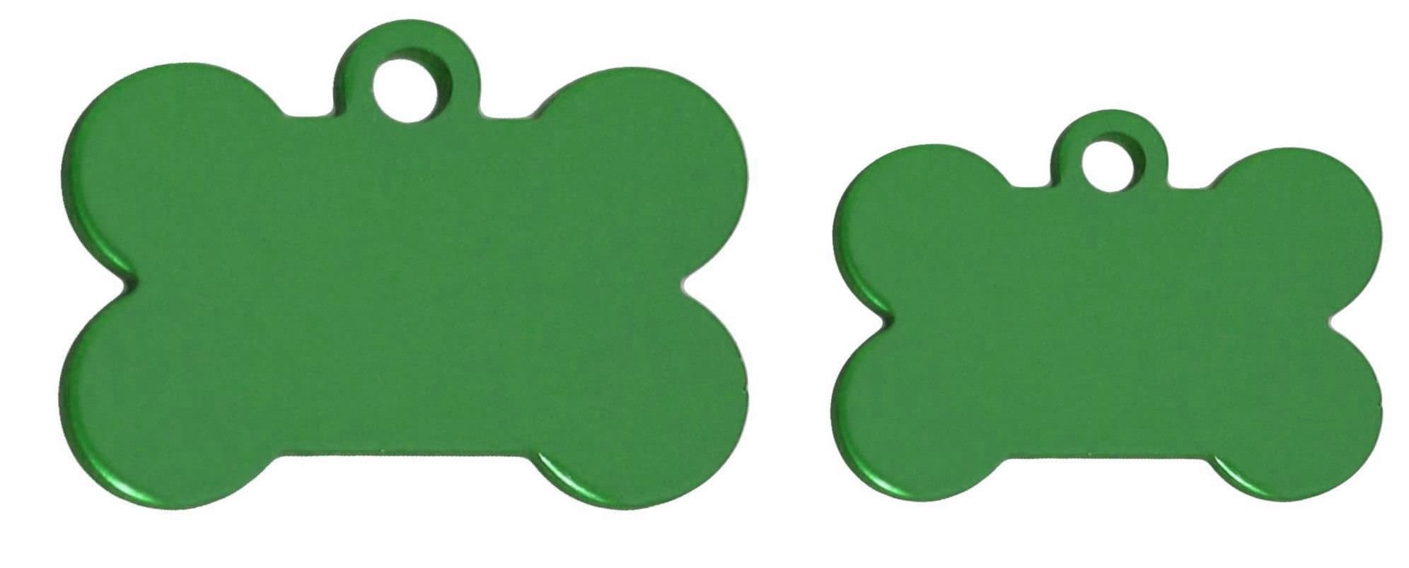 10 Bulk Wholesale Blank Bone Shape Premium Pet Id Tag, 9 Colors, 2 Sizes to Choose from (Green, Large)