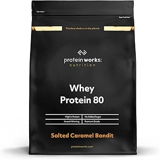 THE PROTEIN WORKS - Whey 80 Powder Low Calorie Shake Whey Shake 57 Servings Salted Caramel Bandit 2kg