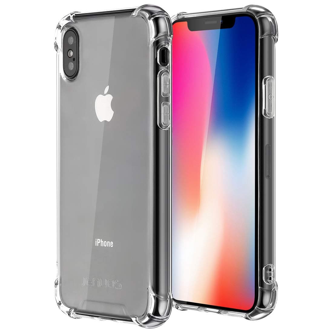JenuosiPhone X Case, iPhone Xs Case, Silicon TPU Clear Shockproof Case Cover for iPhone XS/iPhone X 5.8", Transparent Bumper - Clear (IX-TPU-CL)