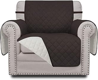 Easy-GoingSofa Slipcover Reversible Sofa Cover Furniture Protector Couch Cover Elastic Straps Pets Kids Children Dog Cat (Chair,Chocolate/Ivory)