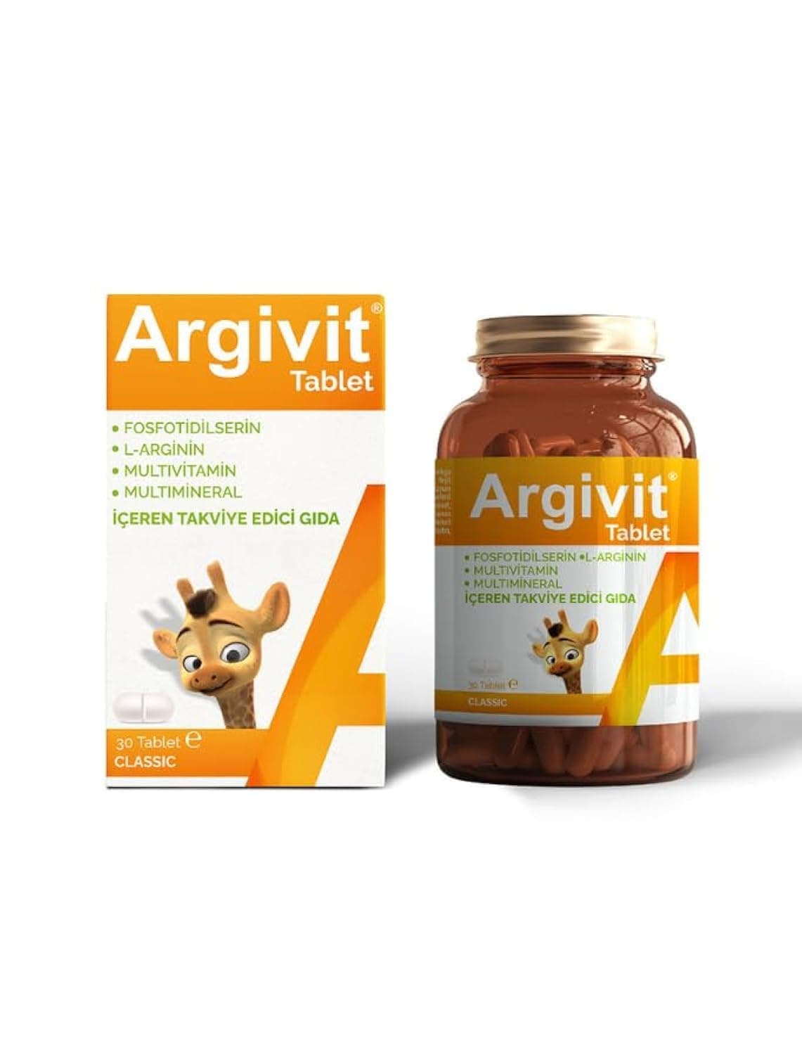 Argivit Classic 30 Tablets (Bundle of 2 Pack Bottles) - 2 Packs of Argefit Fox 60 Tablets Height Increase Tablets
