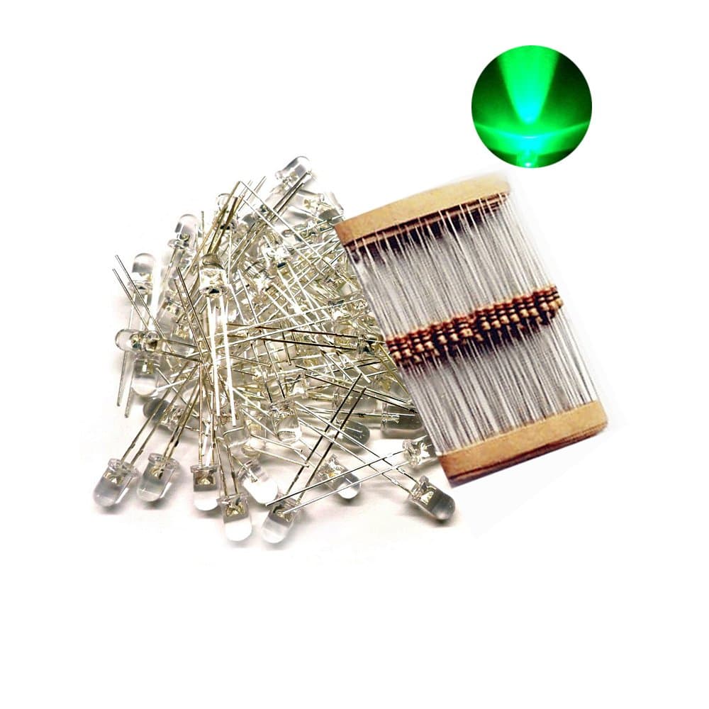 HIDREAM 5mm Clear LED Electronics Ultra Bright Green (Pack of 80)