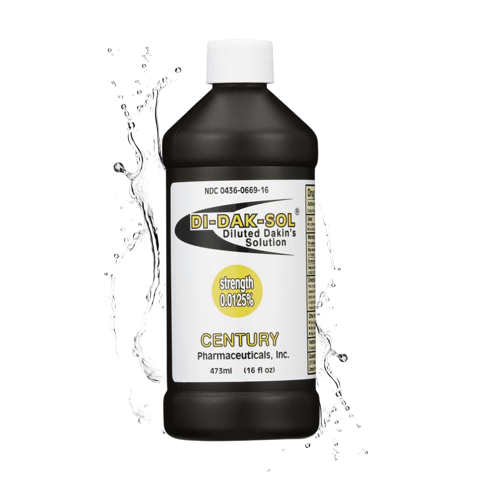 Dakin's Di-Dak-Sol Diluted Solution 0.0125% Sodium Hypochlorite Wound Cleanser for Acute and Chronic Wounds, Antimicrobial No-Rinse Gentle Formula, Safe for Home or Clinical Use, 16 oz