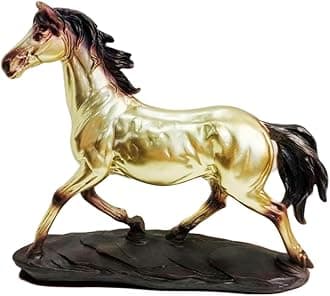 Horse Resin Statue,Home Animal Decor,Horse Art Figurine Decorative Sculpture,for Home Office Decoration Gift. (Champagne Gold)