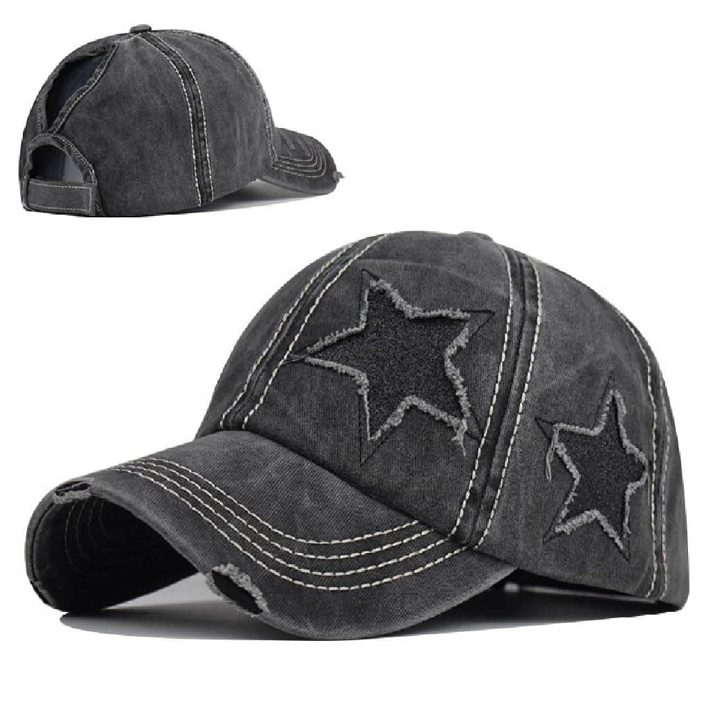 Criss Cross Hat Washed Distressed Baseball Cap Ponytail Hat High Messy Bun Ponycap for Women