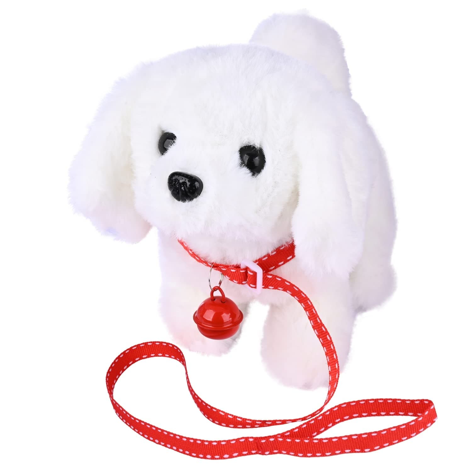 WorWoder Plush Bichon Frise Toy Puppy Electronic Interactive Pet Dog - Walking, Barking, Tail Wagging, Stretching Companion Animal for Kids (Bichon Frise)