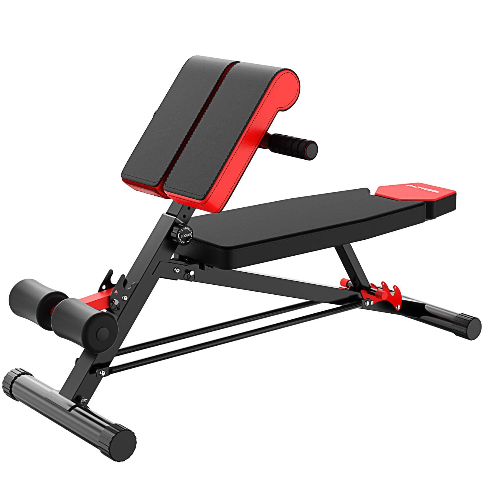 Multi-Functional Weight Bench with 3 Adjustments- Hyper Back Extension Bench, Roman Chair, Adjustable Ab Sit up Bench,Model 1210,Black&Red