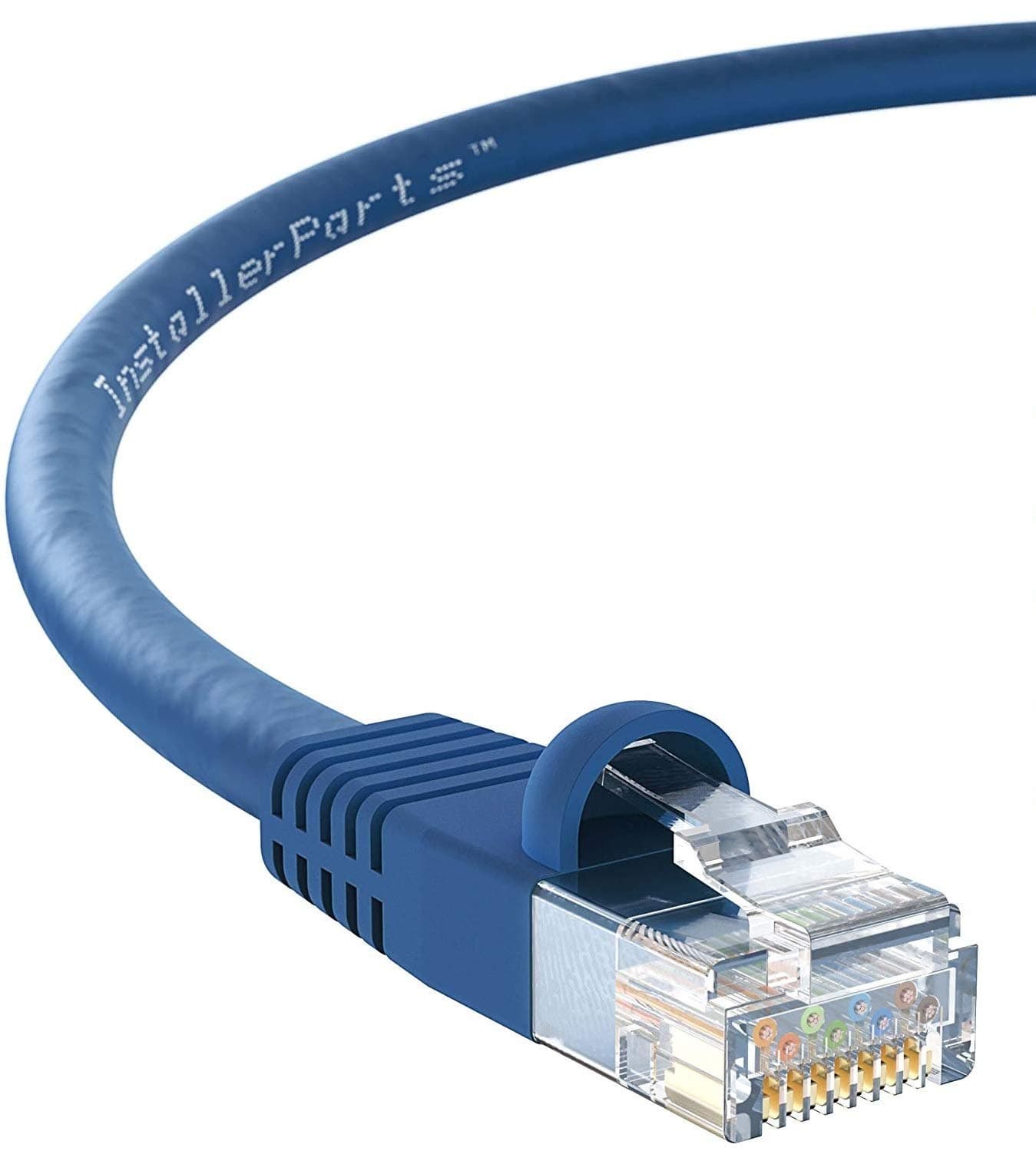 InstallerParts Ethernet Cable CAT5E Cable UTP Booted 30 FT - Blue - Professional Series - 1Gigabit/Sec Network/Internet Cable, 350MHZ