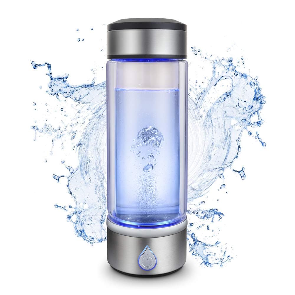 Hydrogen Rich Water Cup ,PEM Technology Ionizer , Portable USB Rechargeable Ionized Water Generator Anti Aging Antioxidant Glass Bottle- 350ml