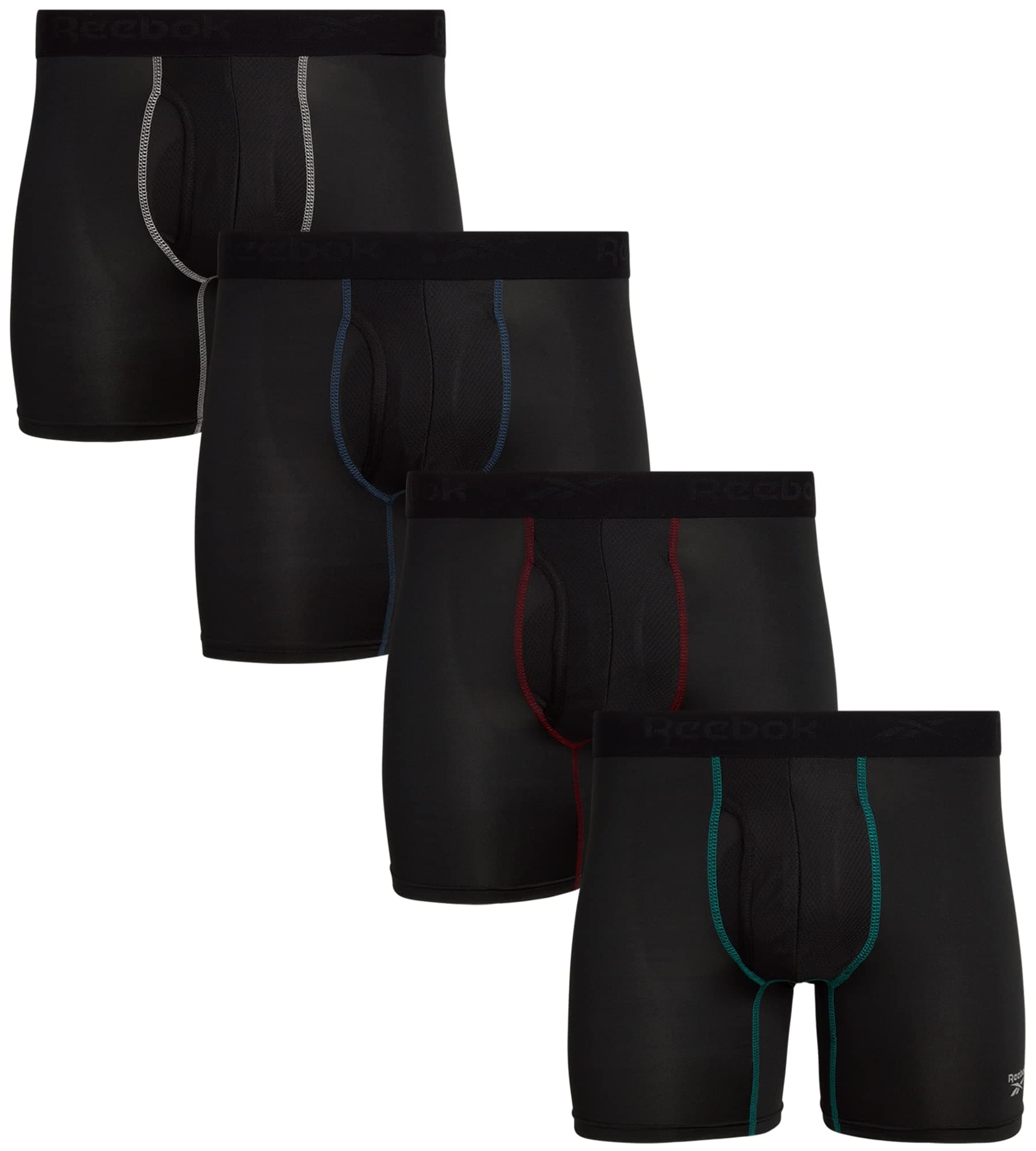 Men's 4 Pack Soft Performance Boxers with Fly Pouch - Quick Dry Active Mens Underwear, Size Medium, Black