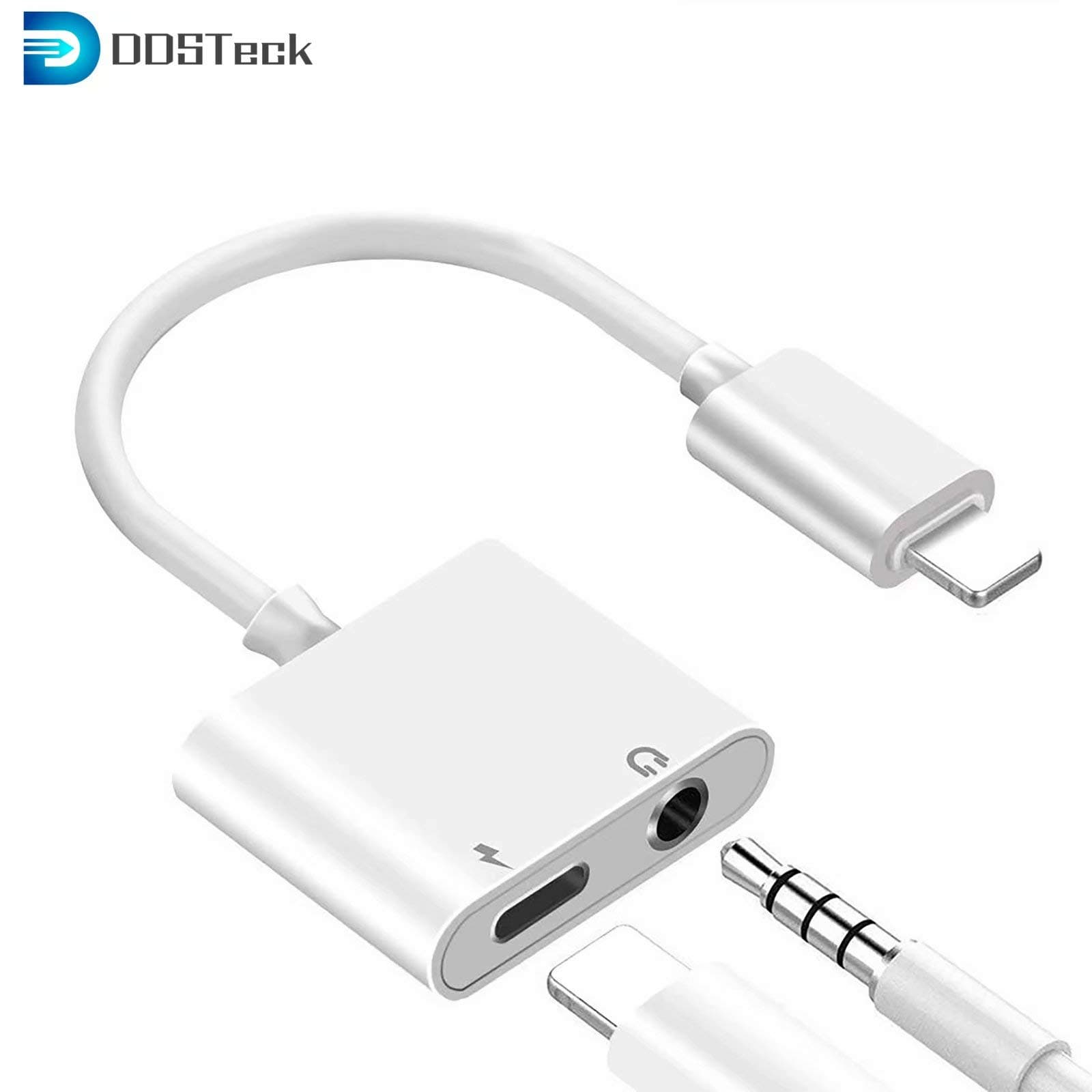 for iPhone Headphone Adapter to 3.5 mm Headphone Jack Adapter for iPhone 8/8 Plus/Xs Max /7/7 Plus/XR Audio Aux Earphone Dongle Spiltter Connector Converter Adapter Support All iOS System