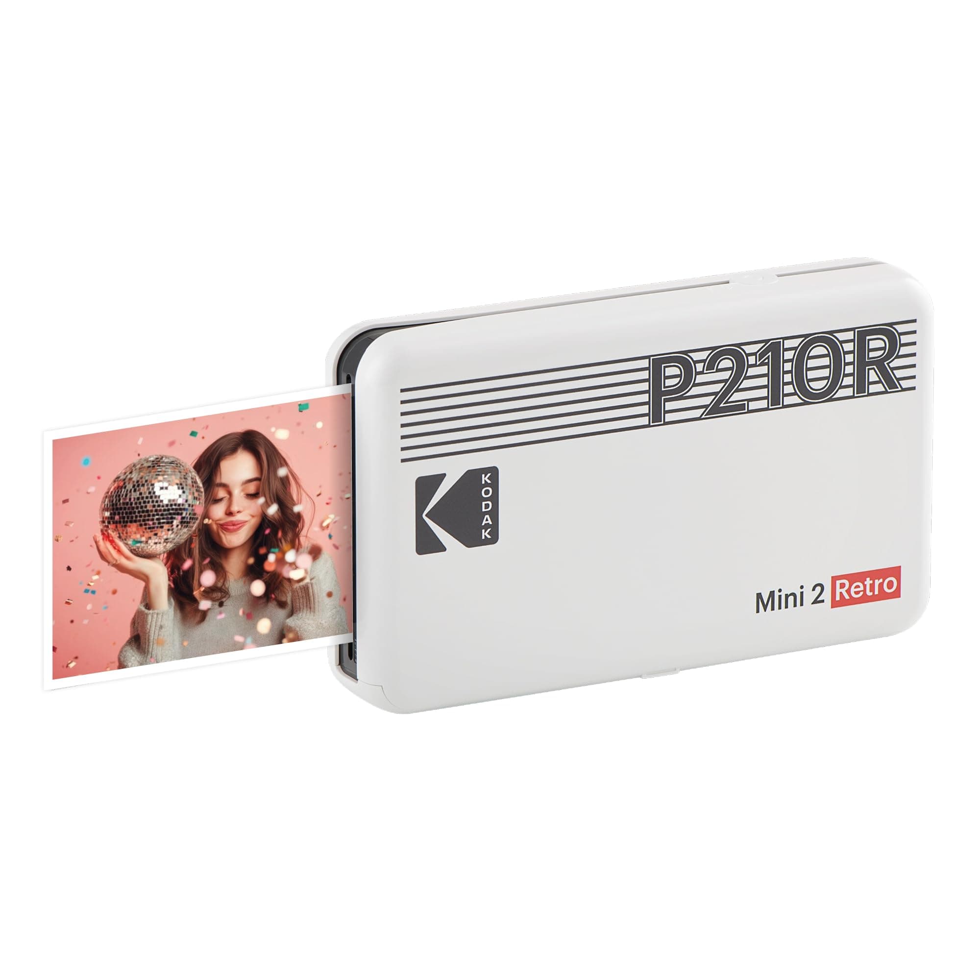 KODAK Mini 2 Retro 2x3 Portable Photo Printer, 8 Sheets, Bluetooth Smartphone Printer for iPhone & Android, Instant Color Prints, 4PASS Dye Sublimation, White