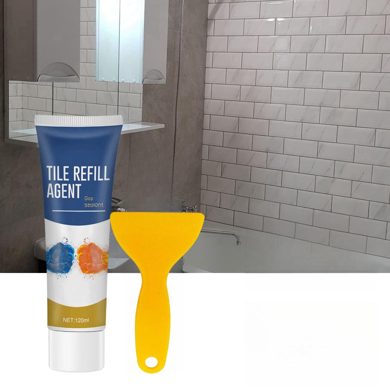 Tile Refill Agent 120ml Effective Tile Gap Filling, Waterproof & Mildew-resistant, Enhances Tile Aesthetics, DIY Solution, Works on Various Tile Surfaces, Including Ceramic, Porcelain, & Stone