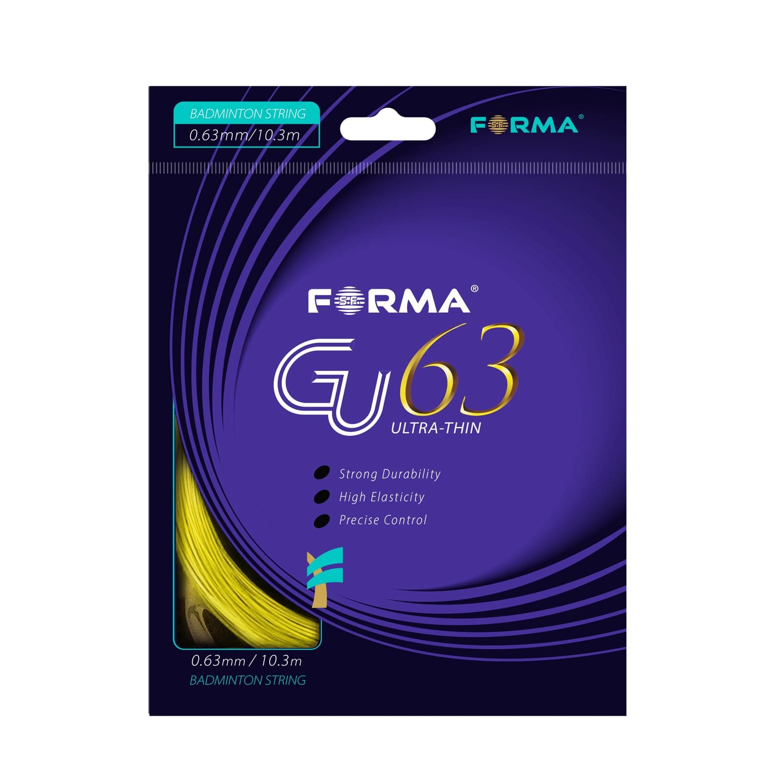 GU63 Badminton String 0.63mm 10.3m Strong Durability Good Elasticity 4 Colors Yellow White Green Orange