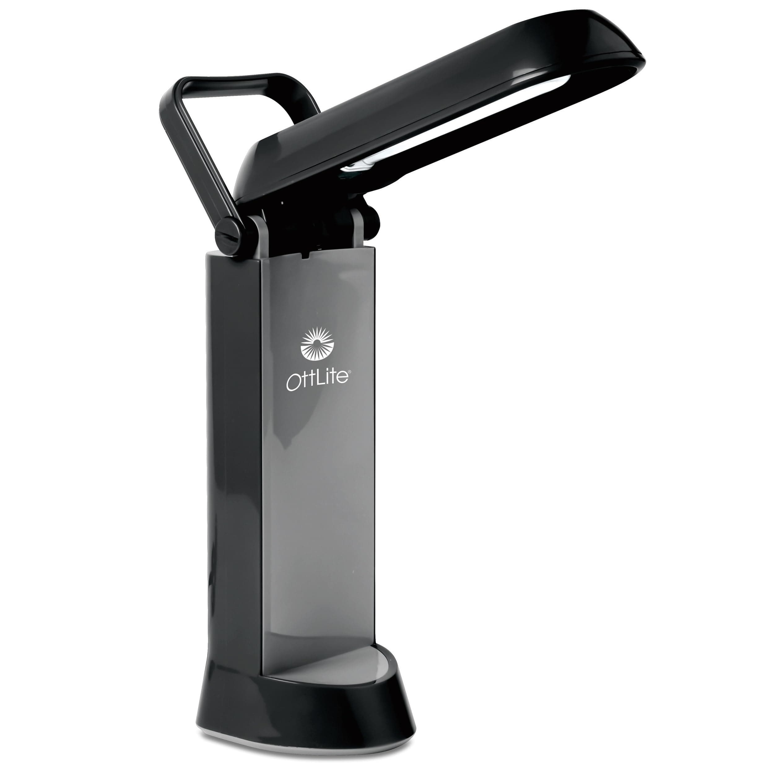 Folding Task Lamp, Black – Multi-Position Shade, Fold-Up Design, Portable Handle, Low Heat, Low Glare Illumination, Fits Desks & Workstations
