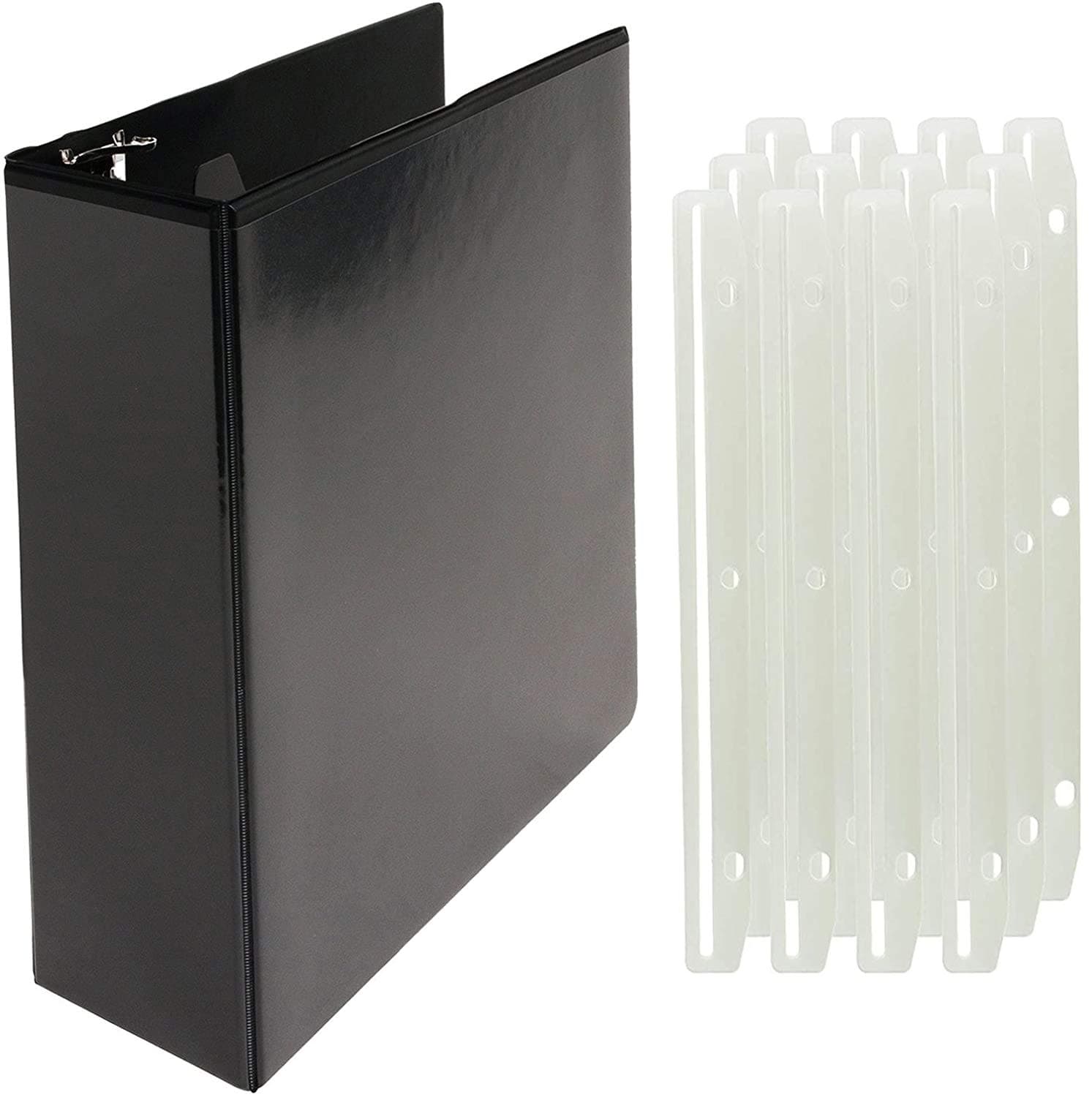 3 Inch Magazine/Catalog Binders, View Binder, with 3-Hole Punched Plastic Strip Magazine Holders 12 Pcs – Perfect for Magazine/Catalog Organizing, Collecting and Storaging – Value Set - (Black Binder)