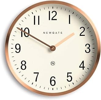 NEWGATE® Master Edwards wall Clock | Mid-Century Style Clock | 12 inch | Deep Metal case with Copper/Rose Gold Finish | Modern Retro Design for Kitchen, Living Room or Office