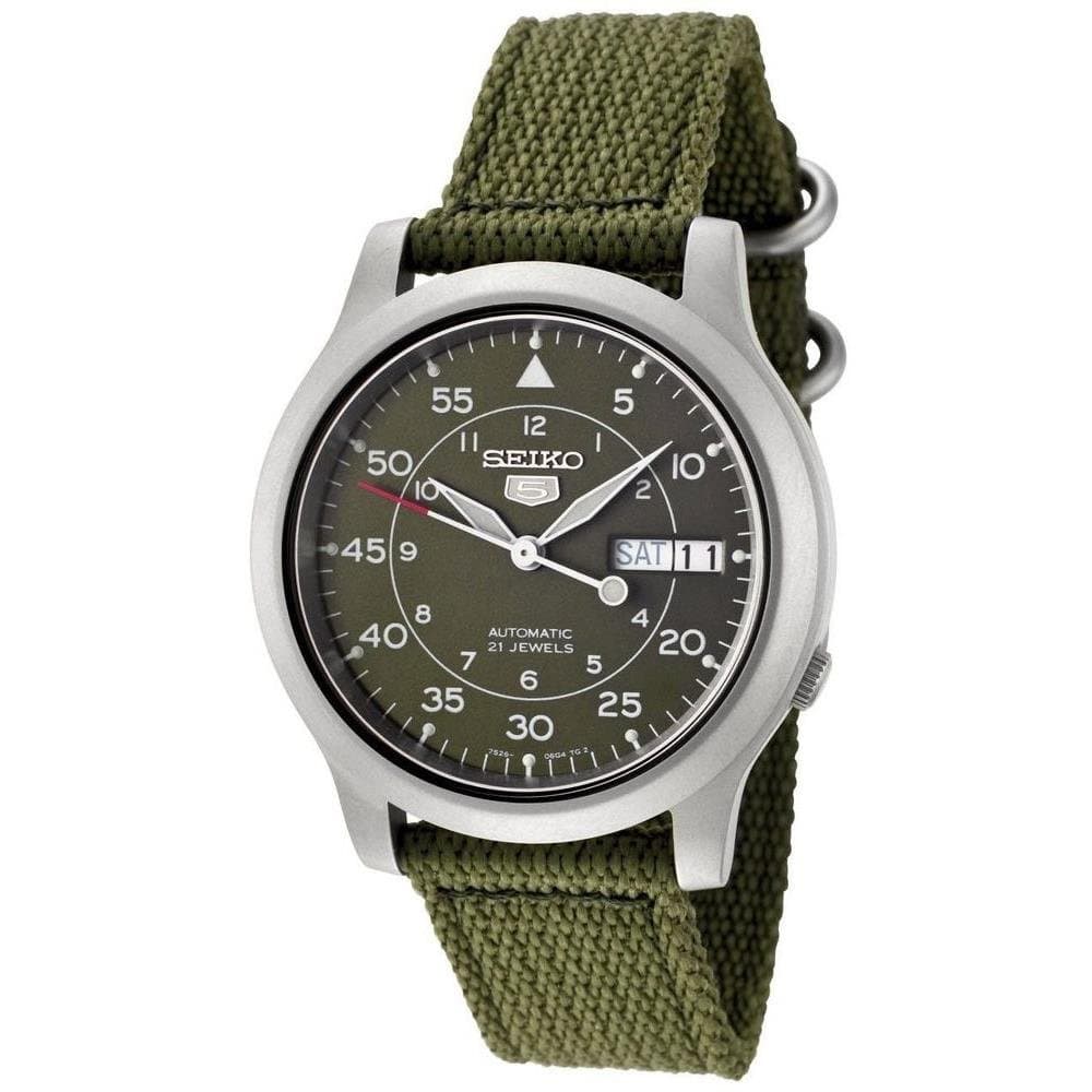 Seiko Men Automatic Watch With Analog Display And Textile Strap SNK805K2, Green, 37 mm