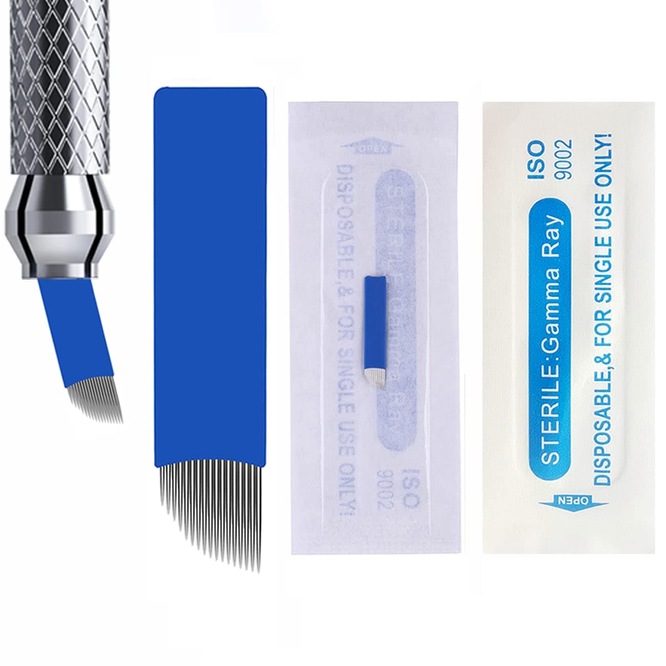 30Pcs Disposable Eyebrow Microblading Needles,Lip Tattooing Microblades Permanent Makeup Blades for Single Use Only (18needle)