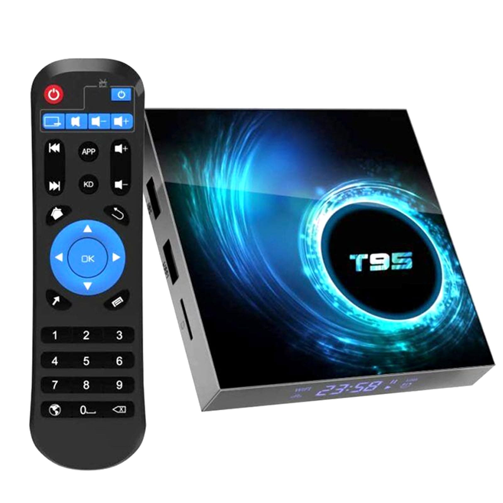 TV Box, T95 Android 10.0 Smart Box 4GB RAM 32GB eMMC Allwinner H616 Quad-Core 64bit ARM Corter-A53 CPU Mali G31 MP2 GPU 6K Output BT5.0 2.4GHz/5GHz WiFi 100M LAN Enternet