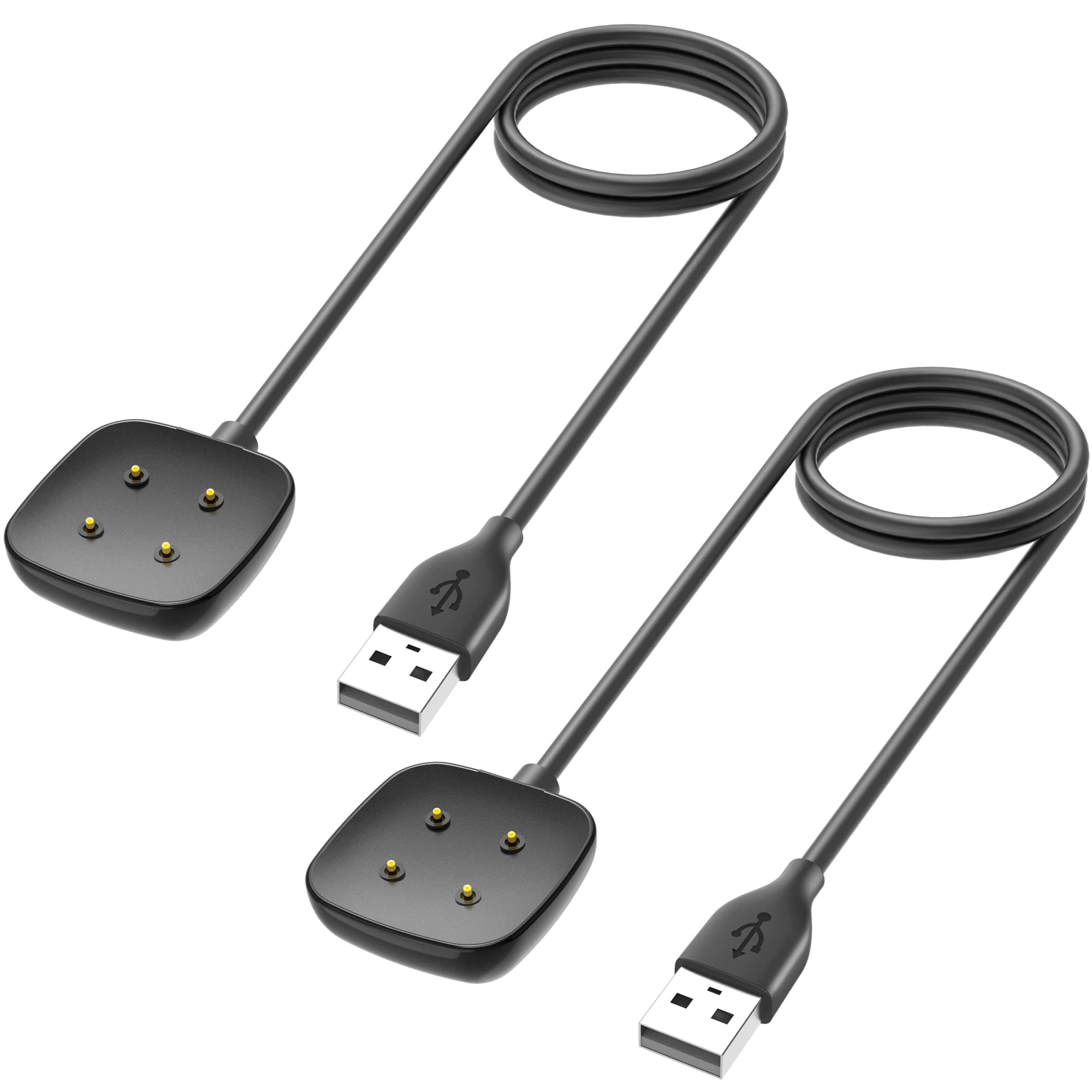 2 Pack Compatible with Fitbit Sense&Versa 3 Charger, Replacement USB Charging Cable Cord Stand for Versa 3/Versa 4/Sense/Sense 2 Watch,3.3ft+3.3ft