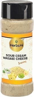 HerbsHi Sour Cream Wasabi Cheese for chips, potato dishes, fries, nachos, popcorn, dips, sauces, pastas, burgers, salads, nuts, chicken wings, baked potatoes, eggs - 55 Gm X 1