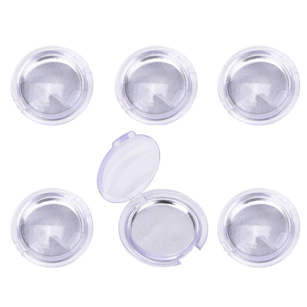 JUNKE 6 PCS Mini Plastic Empty Eye Shadow Power Containers Tins with Aluminum Pans Palettes Cosmetics Beauty Accessory, 5ml (Clear)