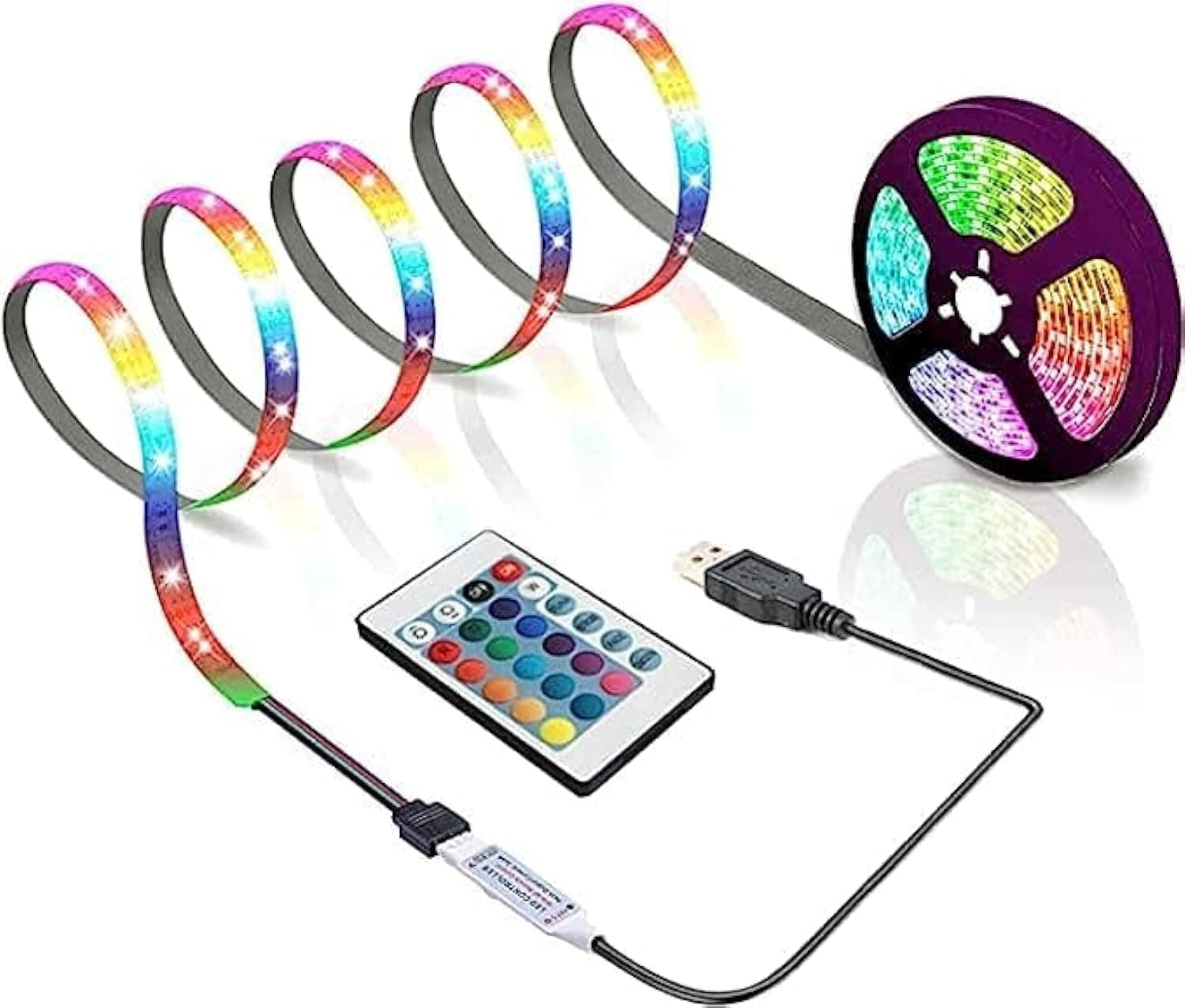 Mirfa, 5M USB Led Light Strip,Smart RGB LED Light SMD 5050 with Remote Music Mode,Timer Setting for Kitchen, PC, TV, Bedroom, Cabinet Gift