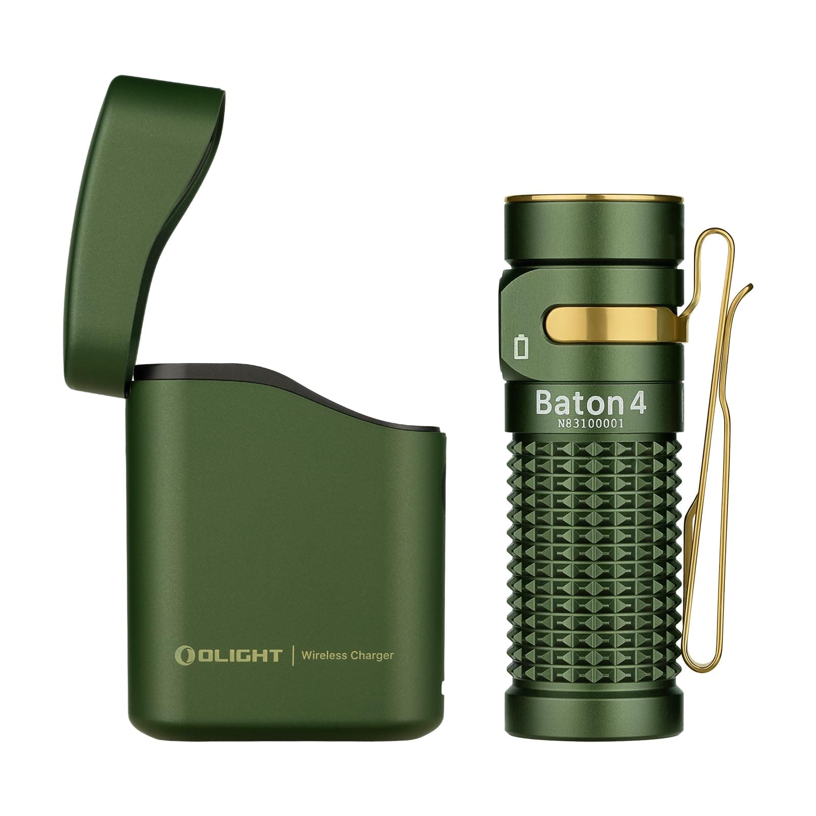 Baton4 EDC Flashlight Kit 1300 Lumens High Brightness with Charging Case, Compact Size with Indicator Lights and Intuitive Buttons, Suitable for Home Use or Outdoor Travel (Green)