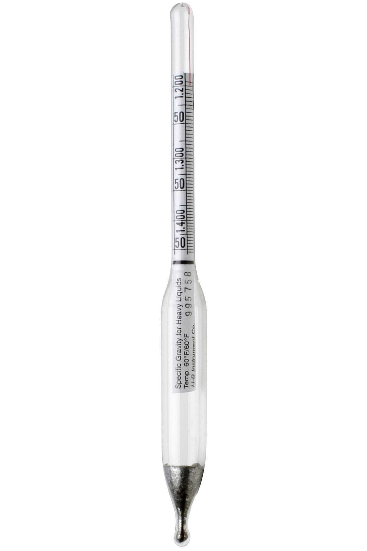 H-B DURAC B61801-4800 Specific Gravity / Relative Density (g/cm) Plain Form Hydrometer for Liquids Heavier Than Water; Traceable to NIST, Range: 1.000/1.250, Length: 165mm (6.5")