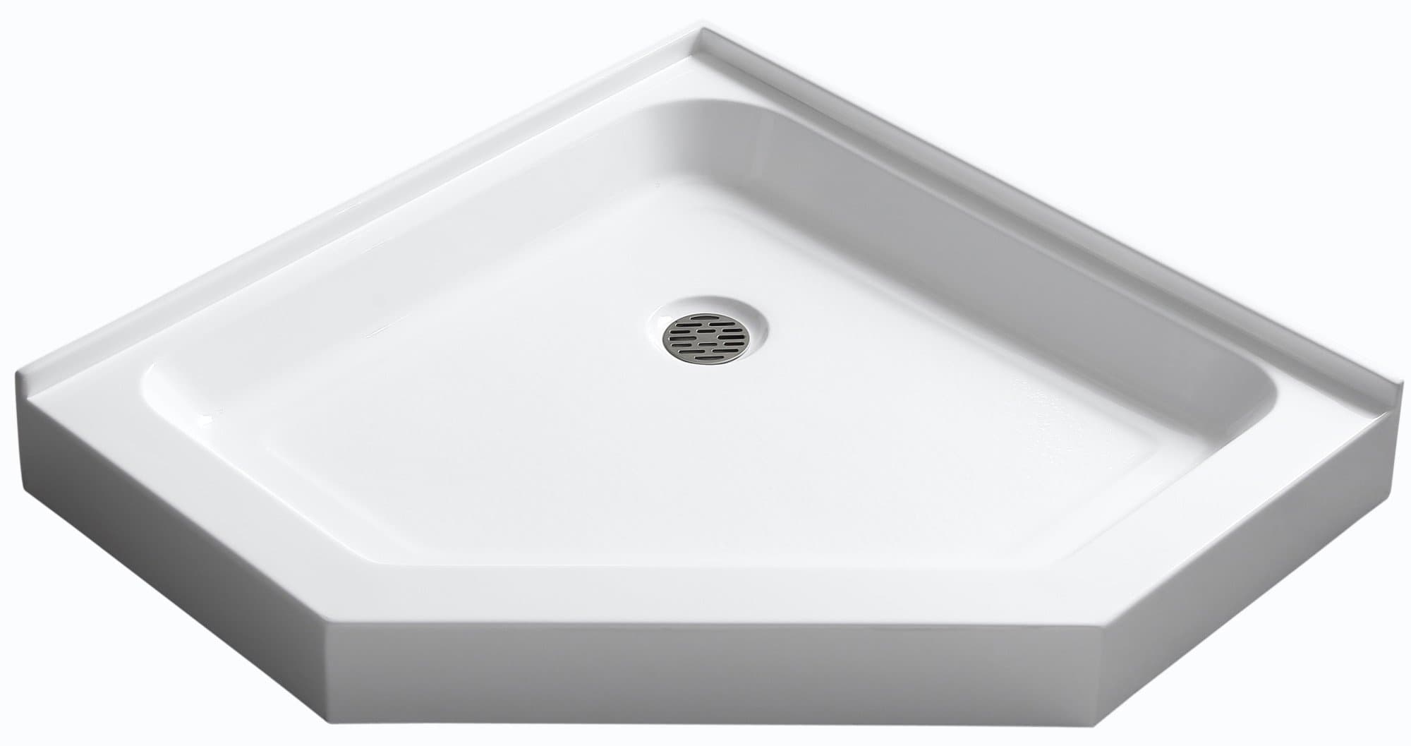 ANZZI Randi Series 36 x 36 Inch Double Threshold Two Sided Integrated Tile Flange Shower Base with Center Drain in Glossy White | SB-AZ01NO