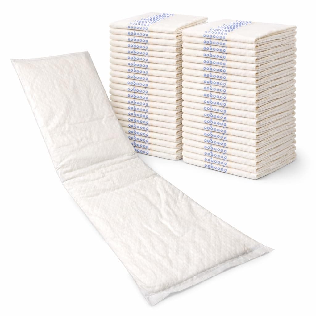 Extra Large Super-Absorbent Contoured Hospital Style Pad Liners [Pack of 40] 7" Wide X 14" Long - Maternity Pads for Heavier Post Birth Protection - Incontinence Liners (40)