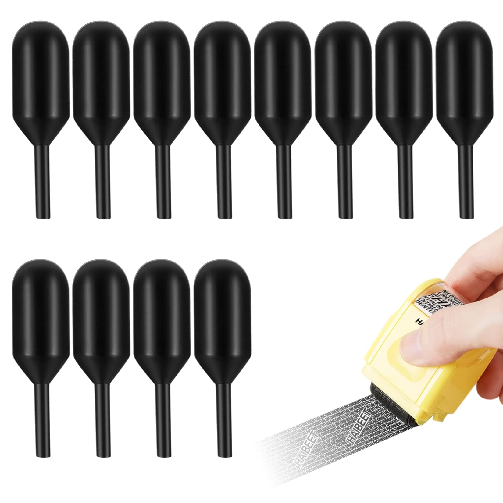 12 Pcs Black Ink Refills for Identity Theft Protection Roller Stamps, Replacement Rolling Ink Refills for Confidential Privacy Security Ink Stamps Roller