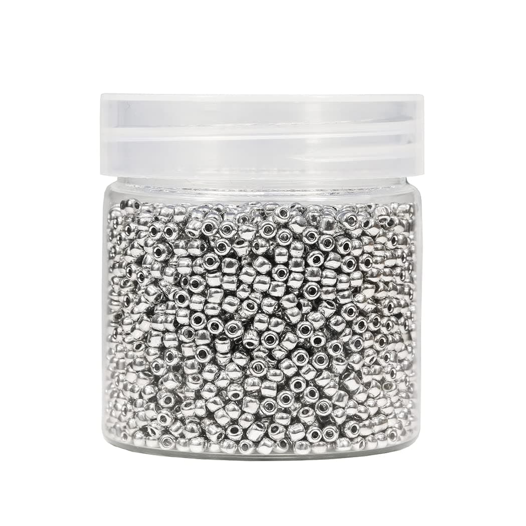 Silver Color 3mm Seed Beads About 4000pcs/110 Grams in Box 8/0 Glass Craft Seed Beads for Jewelry Making (Silver)