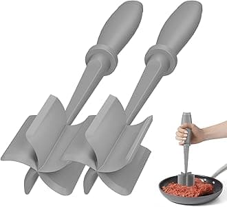 2 Pcs Meat Chopper, Hamburger Grinder, Premium Heat Resistant Smasher for Ground Beef, Burger Grinder Nylon Potato Mix Tool-Black-Grey