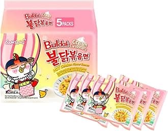 SamyangBuldak Ramen Noodles Korean Food,Hot Spicy Noodles,Buldak Cream Carbonara,5 Packs