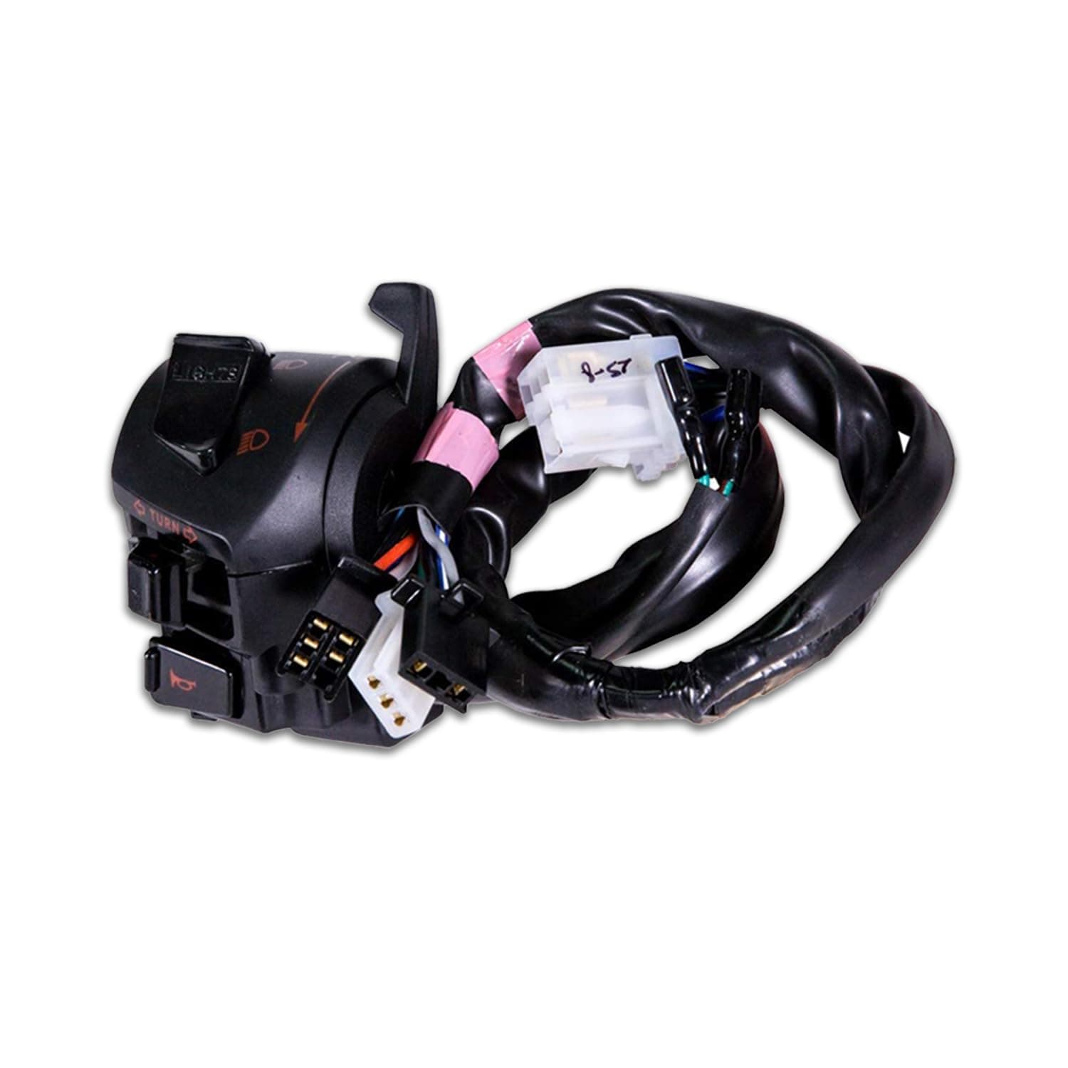 SW-0659AQ Handle BAR Switch (Left Side) With Self Start, 5 PIN Femal White, 5 & 2 PIN Femal Black, 3 PIN Femal White & 2 Short Wires for Hero CBZ Xtreme Digital Meter (New Model)